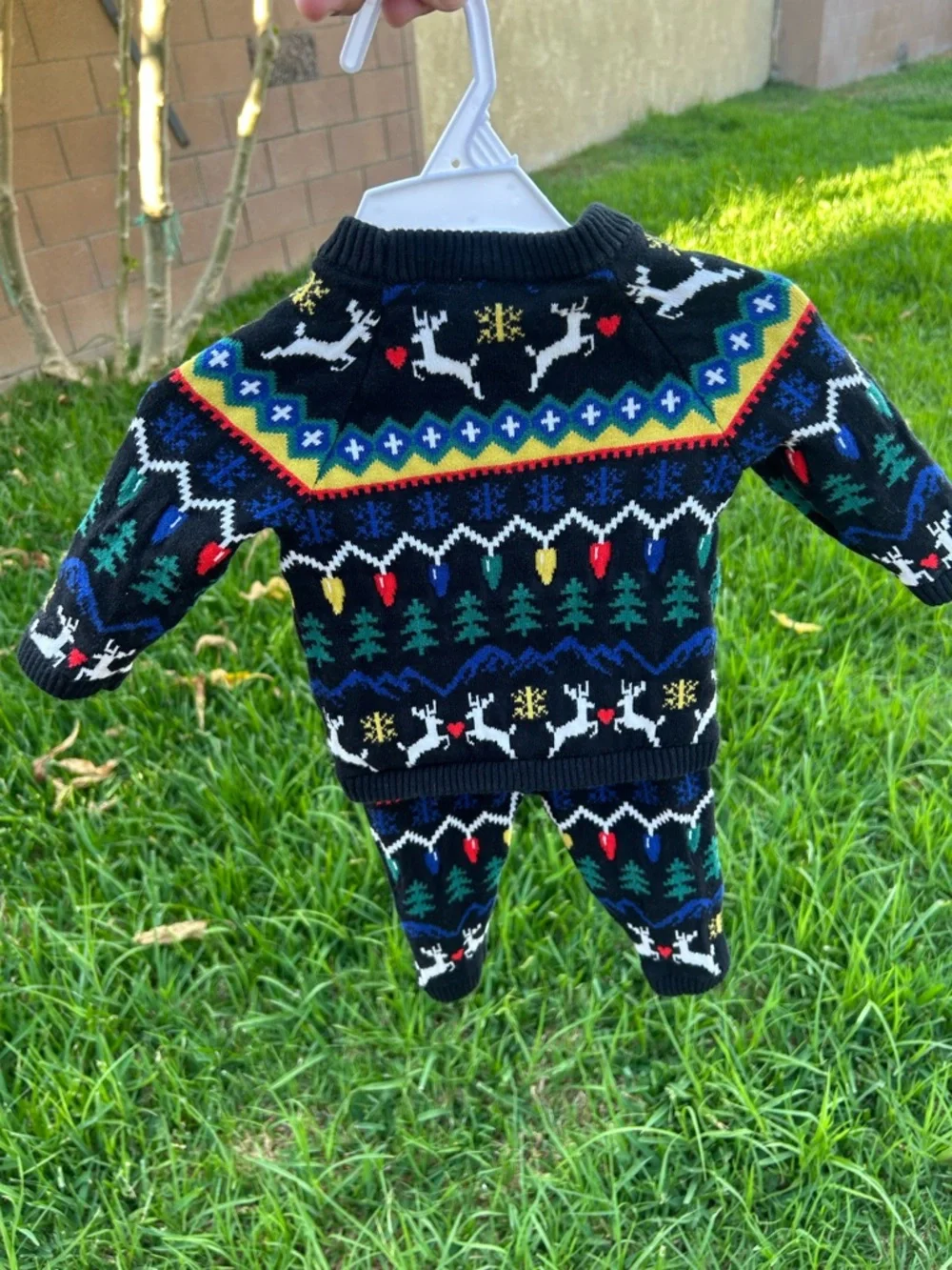 Hanna Andersson Black Holiday Reindeer Knit Baby Matching Set